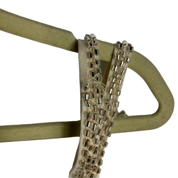 MAC DUGGAL Dress WMNS 8 Nude Lattice Open‎ Back Beaded Maxi Gown Train Sexy - Picture 6 of 13